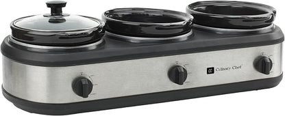 CULINARY CHEF, Triple Slow Cooker, Buffet Server 2.5qt x 3 Pot, Food Warmer – Stainless