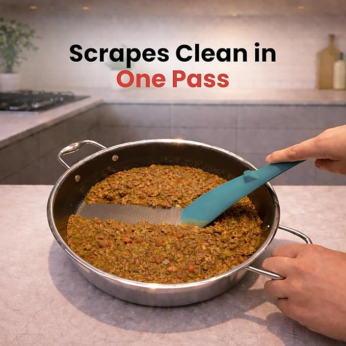 Silicone Spoon Spatula for Cooking - Multifunction Scoop Spatula Spoonula - Heat Resistant Cooking Spoon for Nonstick Cookware - Large Silicone Kitchen Spoon - Seamless Design (Teal,2pcs)