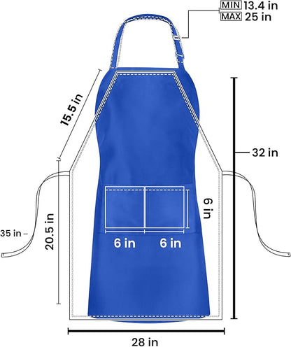 Utopia Kitchen 10 Pack Bib Apron Adjustable with 2 Pockets, Water and Oil Resistant, Cooking Kitchen Chef Apron for Women Men