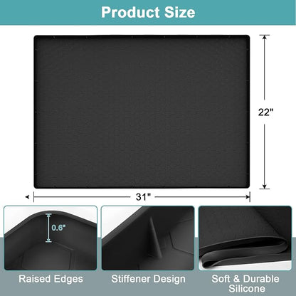 Under Sink Mats for Kitchen Waterproof 31" x 22", Silicone Under Sink Mat and Protectors, Under The Sink Organizer for Kitchen and Bathroom Black