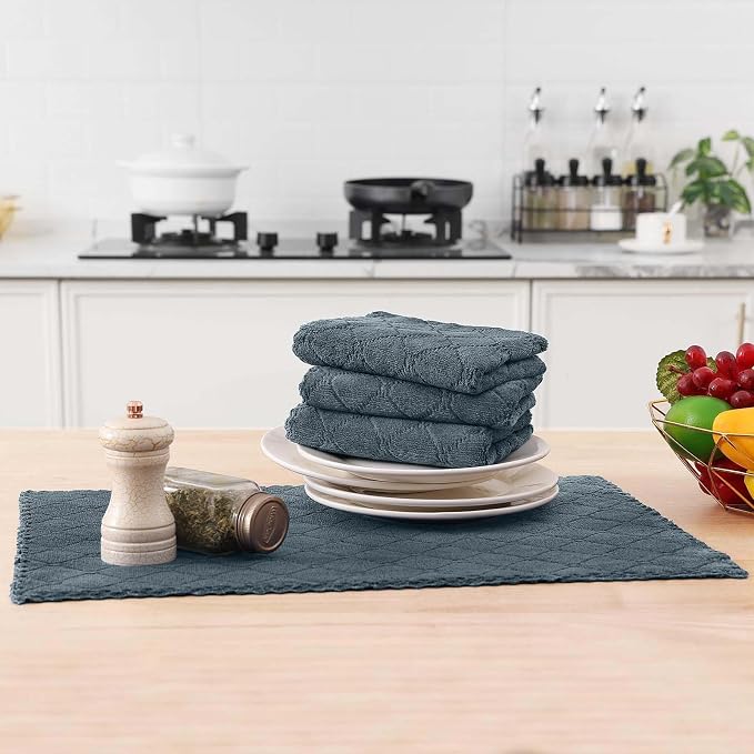 Homaxy 16 Pack Kitchen Cloths Dish Towels (13" x 19", Dark Grey), Super Soft and Absorbent Coral Velvet Dishcloths, Fast Drying No Lint Microfiber Cleaning Cloth