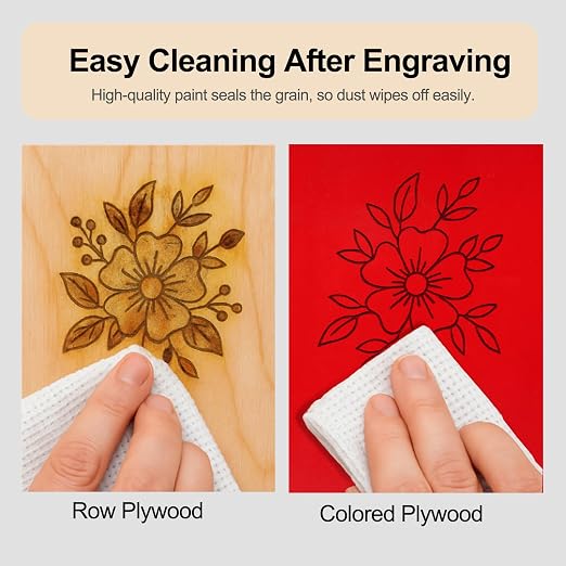 6 Pack Pre-Painted Colored Plywood Sheets, 11.7"x8.27"x1/8" (3mm) Basswood Boards for Laser Cutting, Engraving, DIY Crafts, Home Décor & Model Making (6 Mixed Colors)