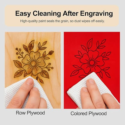 6 Pack Pre-Painted Colored Plywood Sheets, 11.7"x8.27"x1/8" (3mm) Basswood Boards for Laser Cutting, Engraving, DIY Crafts, Home Décor & Model Making (6 Mixed Colors)