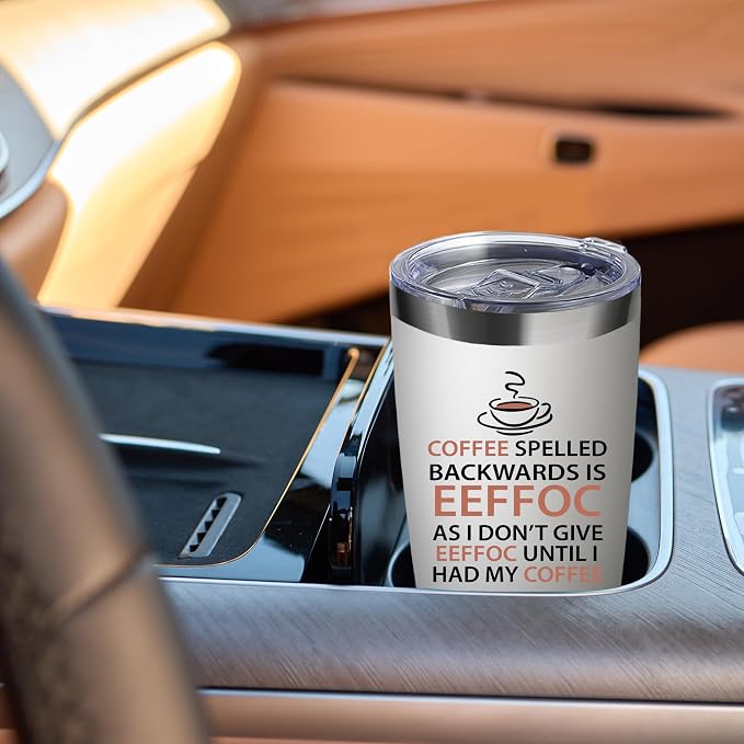 ATHAND Eeffoc Is Coffee Spelled Backwards, As I Dont Give Eeffoc Until I Had My Coffee,Funny Travel Coffees Mug Cup,20 Oz Iced Insulated Tumblers with Lid Straw Brush,Gifts For Women,Boss, Friend,Men
