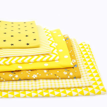Fat Quarter Fabric Bundles Pre-Cut Quilting Cotton Twill Printed Assortments Craft Cloth Bundle Squares DIY for Sewing Crafting Rose Flavor(Yellow,18 by 20.5Inch)