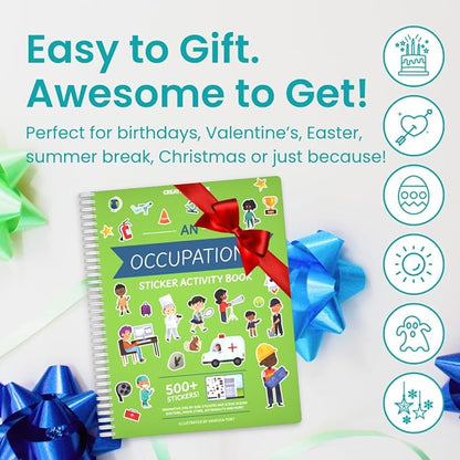 When I Grow Up 500+ Kids Sticker Book by Cupkin Fun Toddler Travel Activity Coloring and Sticker Book, Road Trip Essentials, 12 Coloring Pages 12 Side by Side Scenes for Ages 2–8 Years