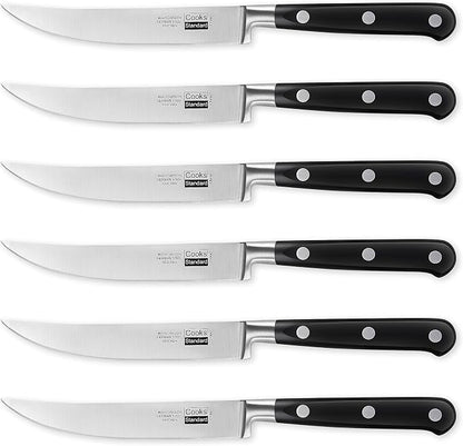 Cooks Standard Classic Cutlery Steak Knives Set, High Carbon Stainless Steel, Ergonomic Handle, 6-Piece, Black