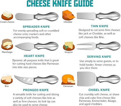 WoneNice Cheese Knife Set, 6-Piece Stainless Steel Knives for Charcuterie, Gift for Mother's Day Wedding Housewarming Christmas