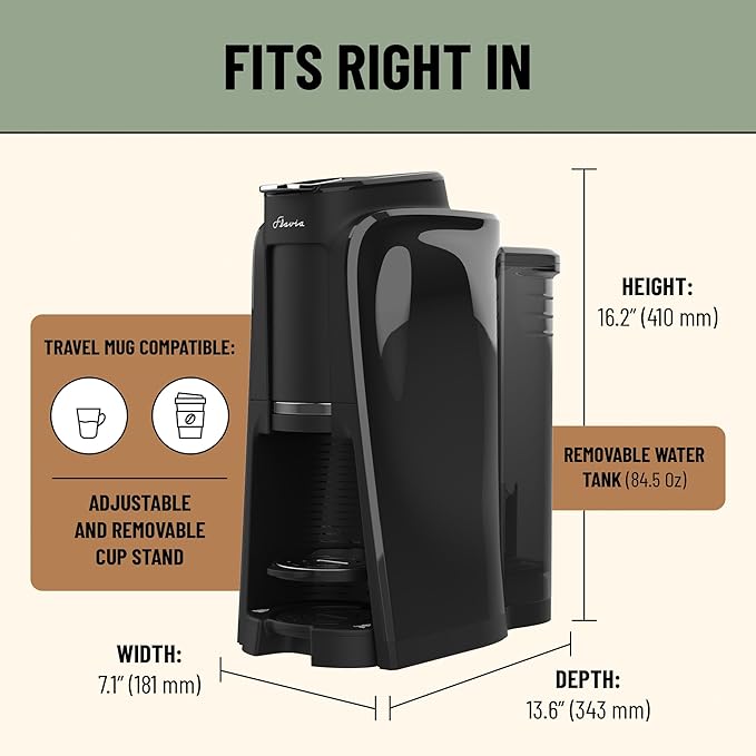 Flavia Aroma Brewer Bundle with 84 Freshpacks and 1 Merchandiser - Coffee Machine, Makes Coffee, Lattes, Tea, and other Hot or Iced Beverages, Multiple Brew Sizes, Black, Works ONLY with Freshpacks