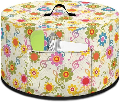 Floral Music Notes Slow Cooker Dust Cover Compatible with 6-8 qt Crock for Pot Oval Slow Cooker Cover Dustproof Kitchen Appliance Accessories