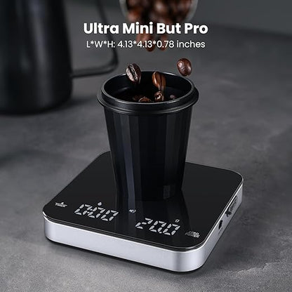 Maestri House S2 Espresso Coffee Scale with Timer, 0.1g Precision 2kg Rechargeable Shot Scale, Barista Kit Version with 100g Calibration Weight & Carrying Case, for Espresso Brewing