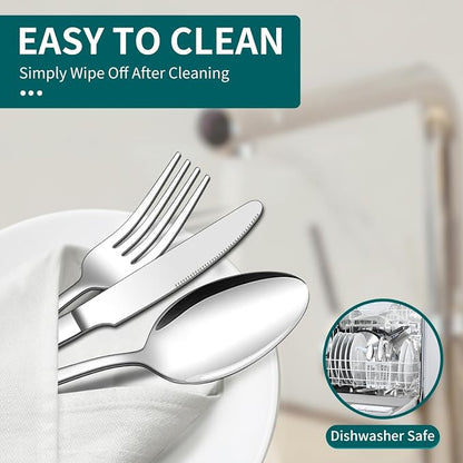 ENLOY 40 Piece Silverware Set for 8, Stainless Steel Flatware Set, Kitchen Utensil Set Cutlery Tableware for Home and Restaurant, Service for 8, Dinner Knives/Spoons/Forks, Dishwasher Safe