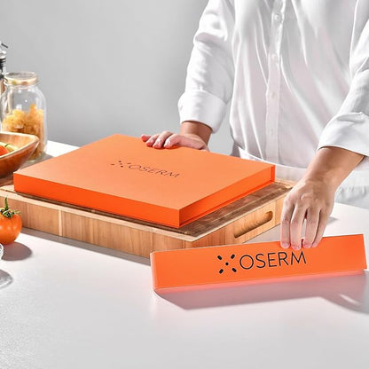 Kitchen Knife Set, 4 PCS (3+1) Chef Knife Set, Razor Sharp High Carbon Steel Knives Set, Gift Ready Knife Set with Orange Gift Box, Includes An Additional 8" Chef Knife (Boxed Separately)