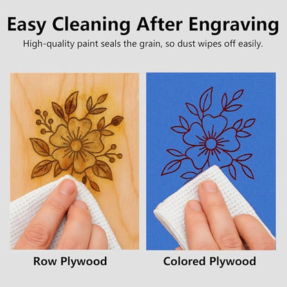4 Pack Pre-Painted Colored Plywood Sheets,12x12x1/8 Inch (3mm) Basswood Board,Ideal for Laser Cutting, Engraving, DIY Crafts, Ornaments, Models Making (Blue)