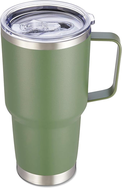 30 oz Tumbler with Handle and Lid, Stainless Steel Tumblers Double Wall Vacuum Insulated Travel Mug Leak Proof Cup Keep Drinks Cold and Hot Army Green, 1 Pack