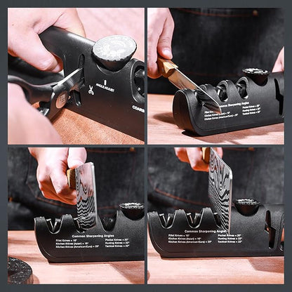 DARK EDGE 3PCS Kitchen Knives Set, 8 Inch Chef Knife with Black Sharpener and Blade Guard, Professional Kitchen Chef's Knife Set 06