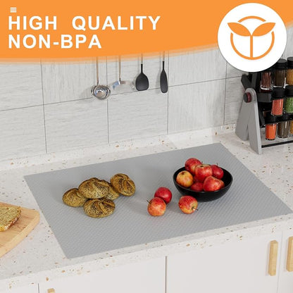 Shelf Liners for Kitchen Cabinets 16-inch: Waterproof Non-Adhesive Drawer Liner Light Gray - 16 in x 300 Inch Easy to Clean Cupboard Mat for Pantry Shelves