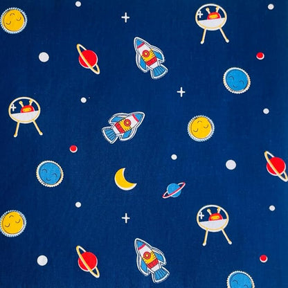 DMFR Galaxy Fabric Squares 5 x 5 Inch, 42 Pcs Cotton Charm Pack Fabric for Quilting, Space Precut Quilt Squares with Rocket Planet Prints for Baby Boy, Kids Sewing, Patchwork and DIY Crafts