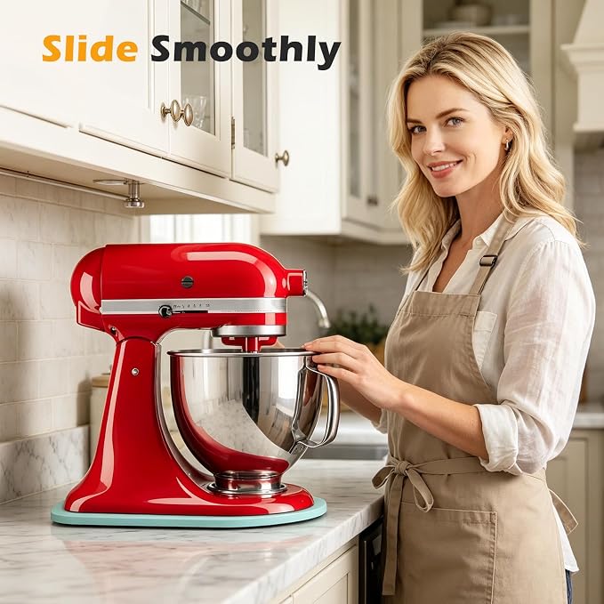 Mixer Slider Mat for Tilt Head Kitchen Aid 4.5-5 Qt Stand Mixer, Wood Appliance sliding mat for kitchenaid Artisan 4.5-5 Qt, Kitchen Countertop Storage Accessories Mixer Moving Tray attachments, Blue