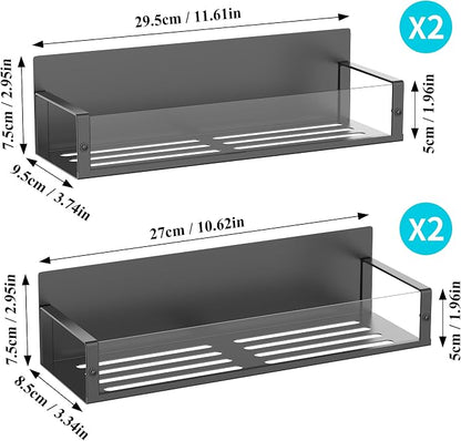 HuggieGems 4 Pack Magnetic Spice Storage Rack Organizer for Refrigerator and Oven, Clear Fridge Organizers and Storage