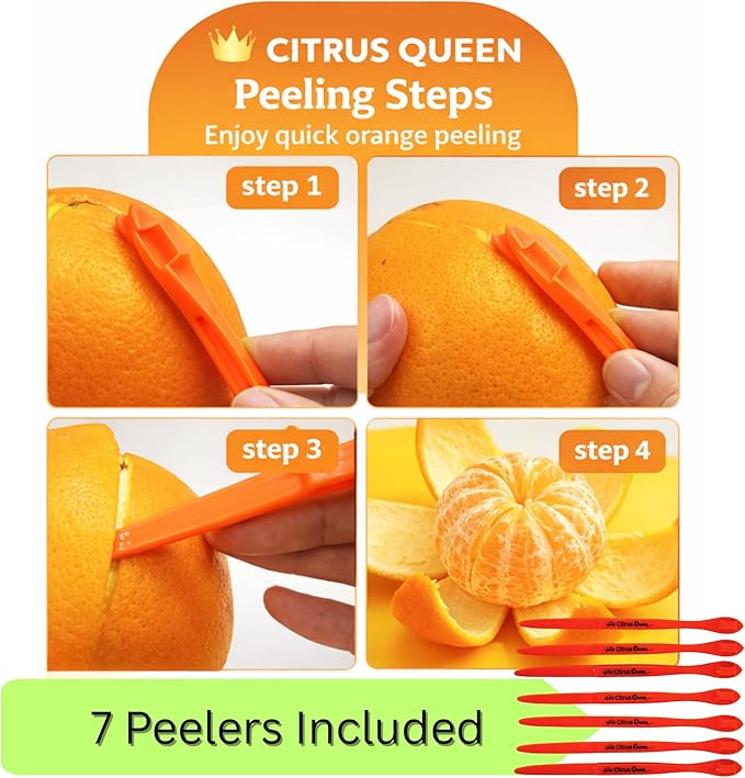 Citrus Peeler Tool 7 Pack, Orange Peeler for Easy Fruit Peeling Oranges Lemons Limes Grapefruit, Kitchen Gadget for Meal Prep and Home Use