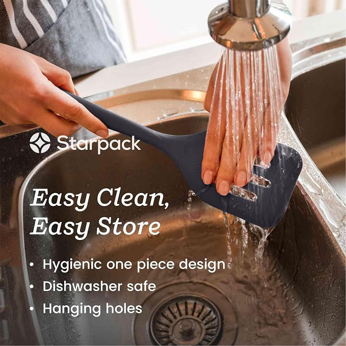Starpack 'Head Turner' XL Premium Silicone Turner and Slotted Spatula - 13.5" Turner Spatula High Heat Resistant to 600°F - Silicone Slotted Spatulas for Cooking - Non Stick Rubber Turner Spatulas