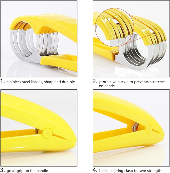 FireKylin Banana Slicer,ABS + Stainless Steel Fruit and Vegetable Salad Peeler Cutter Kitchen Tools For Banana, Strawberry,Grape（2 pcs）