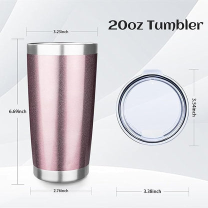 StarSpeed 20oz Insulated Tumblers with Lid Stainless Steel Double Wall Tumbler Travel Coffee Cups Powder Coated Tapered Metal Thermal Mug Indoor Outdoor for Hot and Cold Drinks（Rose Gold,8）