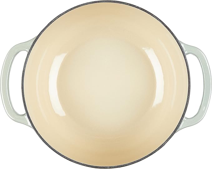 Lodge 4.5 Quart Enameled Cast Iron Dutch Oven with Lid – Dual Handles – Oven Safe up to 500° F or on Stovetop - Use to Marinate, Cook, Bake, Refrigerate and Serve – Desert Sage