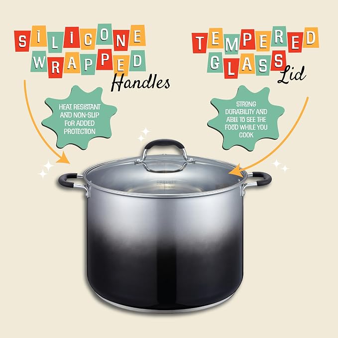 CONCORD 20 Quart Stainless Steel Canning Pot Set. Includes Canning Rack, Tongs, Jar Lifter, Funnel, Wrench, Lid Lifter, Mixer/Measurer (Induction Compatible)