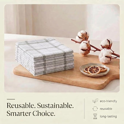 Urban Villa Kitchen Towels 100% Cotton Dish Towels for Kitchen (Set of 6) 20”x30” Dish Cloths Absorbent Kitchen Linen Set with Hanging Loop Perfect for Drying Dishes Cleaning – Tiny Check