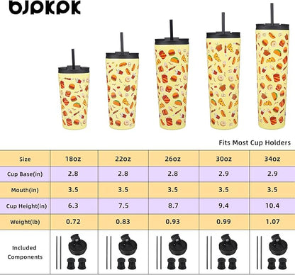 BJPKPK 18oz Tumbler With lid And Straw Stainless Steel Travel Coffee Mug Insulated Tumblers Cups,Yummy