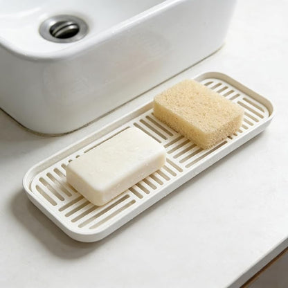 2-in-1 Kitchen Sink Caddy Organizer with Plastic Drain Grate, Double-Layer Drain Sponge Soap Holder & Food Fruit Vegetable Drain Tray for Sink Countertop Home Kitchen Restaurant Hotel, Blue (1 Pack)