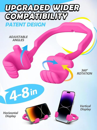 Teens Girls Women Gifts Cell Phone Holder: Thumbs Up Lazy Phone Holder for Desk Gifts for Adults Kids Teenager Wife Mom Funny White Elephant Useful Christmas Stocking Stuffers Trendy Stuff Hot Pink