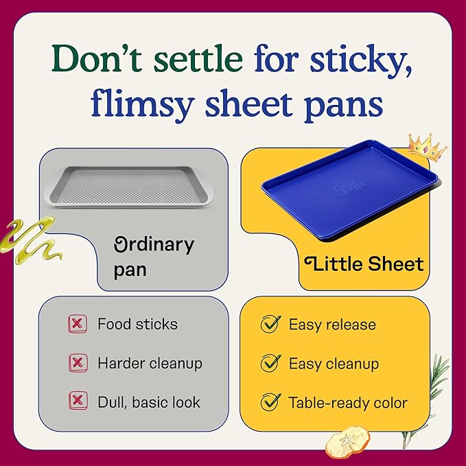 Great Jones Little Sheet (Blueberry) | Jelly Roll Pan, Quarter Sheet Pan | Aluminized Steel,13.5" x 9.5" | For Baking, Roasting, & Broiling | Premium Bakeware with Even Heat Distribution
