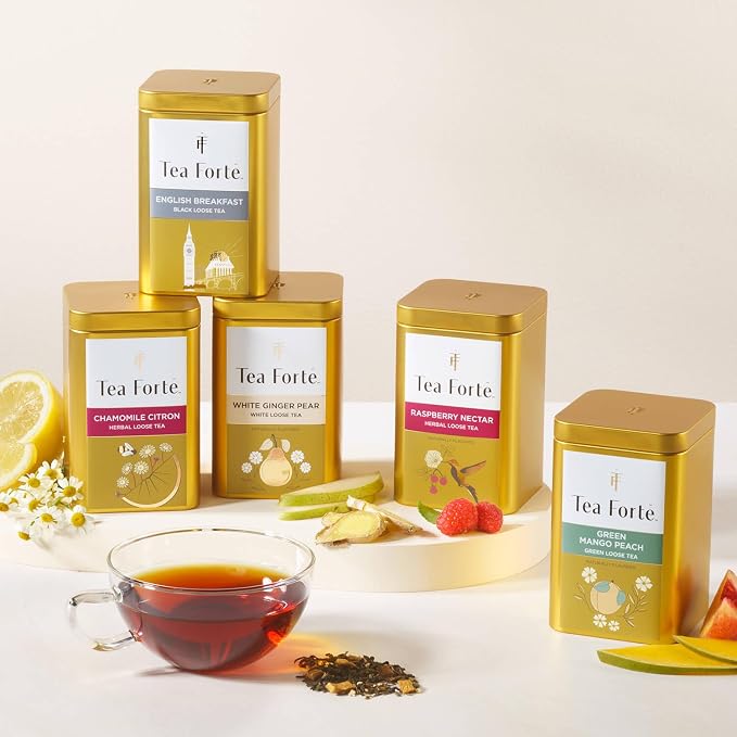 Tea Forte Orchid Vanilla Premium Loose Leaf Caffeinated Black Tea Blend Canister, Makes 35-50 Cups