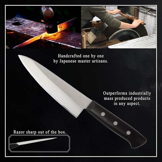 Japanese Chef Knife Molybdenum Vanadium Stainless Steel w/o Bolster, Gyuto 7-inch (180mm) Dishwasher Safe