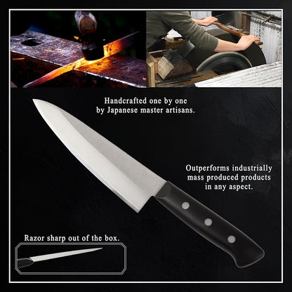 Japanese Chef Knife Molybdenum Vanadium Stainless Steel w/o Bolster, Gyuto 7-inch (180mm) Dishwasher Safe