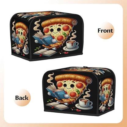 Toaster Cover 2 Slice Wide Slot Funny Pizza CoffeeBread Toaster Oven Dustproof Cover Small Appliance Kitchen Covers Dust and Fingerprint Protection for Women Gift 2 Slice