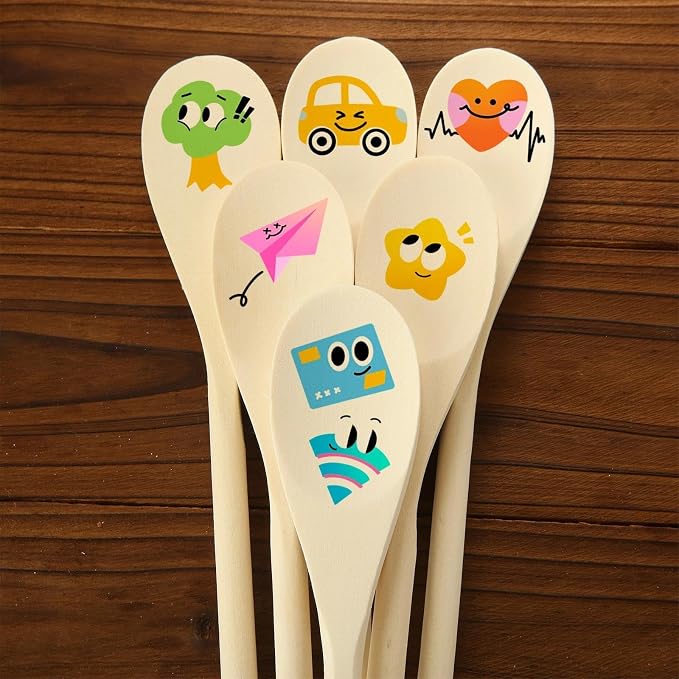 STARVAST 50 Pcs 12 Inch Wooden Spoons for Cooking, Wooden Mixing Spoons Long Handle for Mixing, Stirring or Tasting, Kitchen Utensils for Cooking and Crafts, Personalized Wood Burning