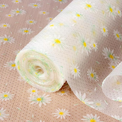 FEXIA Shelf Liner 17.5 Inch x 20 FT Daisy Non Slip Waterproof Cabinet and Drawer Liner for Kitchen Cabinet Refrigerator Pantry Closet Durable Non Adhesive