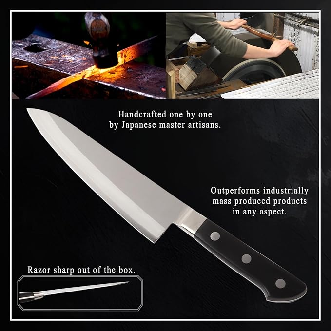 Japanese Chef Knife Molybdenum Vanadium Stainless Steel with Bolster, Gyuto 7-inch (180mm) Dishwasher Safe