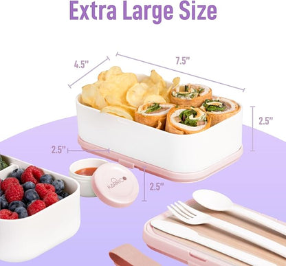 KARRICO Double Premium Bento Box Adult, 67 fl oz BPA-Free - Dusty Pink Stackable Lunch Box with Leak-Proof Lids & Dividers, Perfect for Meal Prep, Lunches & Portion Control