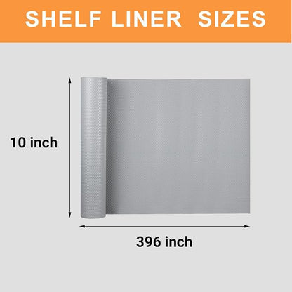Shelf Liners for Kitchen Cabinets Waterproof: 10 Inch Wide Drawer Liner Light Gray - 10 in × 33 FT Easy to Cut Non-Adhesive Shelf Paper for Pantry
