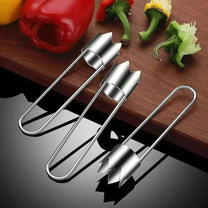 Fruit and Vegetable Corer Pepper Seed Apple Remover Bell Pepper Tomato Corer Tool Stainless Steel Kitchen Gadget (PepperAppleStrawberry corer B)