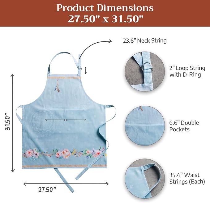 Maison d' Hermine 100% Cotton Apron for women with Pocket Kitchen Chef Apron for Men Cooking Spring Summer
