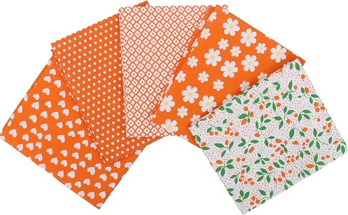 Threadart Exclusive 5 Fat Quarter Bundles - Orange Confetti Brights Collection 100% Cotton Fabric - Premium 100% Cotton Quilting Fabric - No Duplicates - Full Size Fat Quarters 18"x21" - Orange