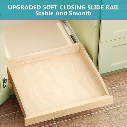 Pull Out Cabinet Drawer 13½” W x 21” D, Soft Close Pull Out Cabinet Organizer, Pull Out Shelves Requires at Least 14½” Cabinet Opening, Bottom Assembly
