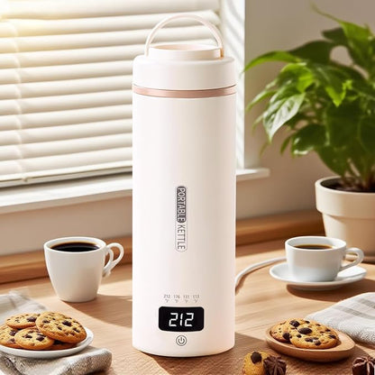 Travel Kettle, Portable Electric Kettle with 4 Temperature Controls, 304 Stainless Steel with Auto Shut-off & Leak Proof, Beige(120V)