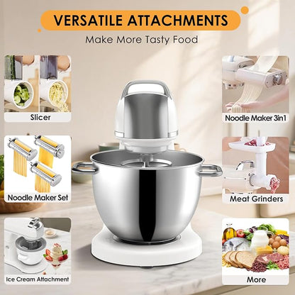 ZACME 8.4QT Commercial Stand Mixer 800W with Aluminum Die Casting Meets the Standard of NSF/ANSI 8-2023, Mixers Kitchen Electric Stand Mixer with Stainless Steel 8L Bowl, Dough Hook, Whisk and Beater